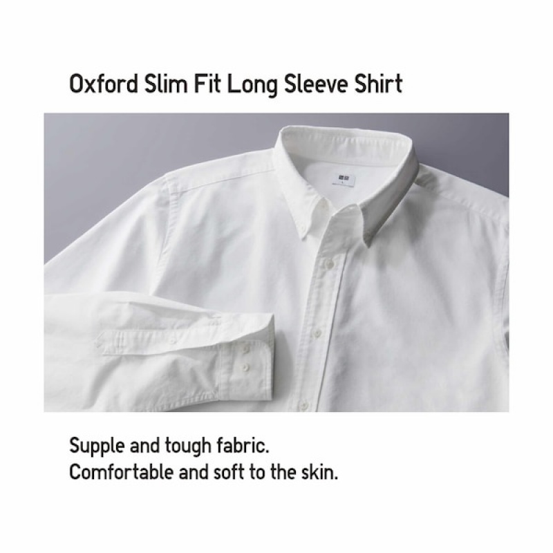 Uniqlo Oxford Slim-Fit Long-Sleeve Muške Košulje Bijele | 9172-LGNPB