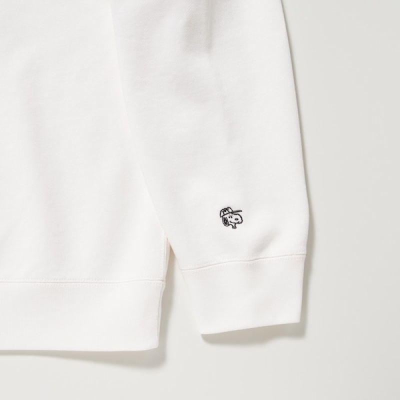 Uniqlo PEANUTS Charlie Brown's Baseball Team Long-Sleeve Muške Dukserice Bijele | 5026-ZNFMG