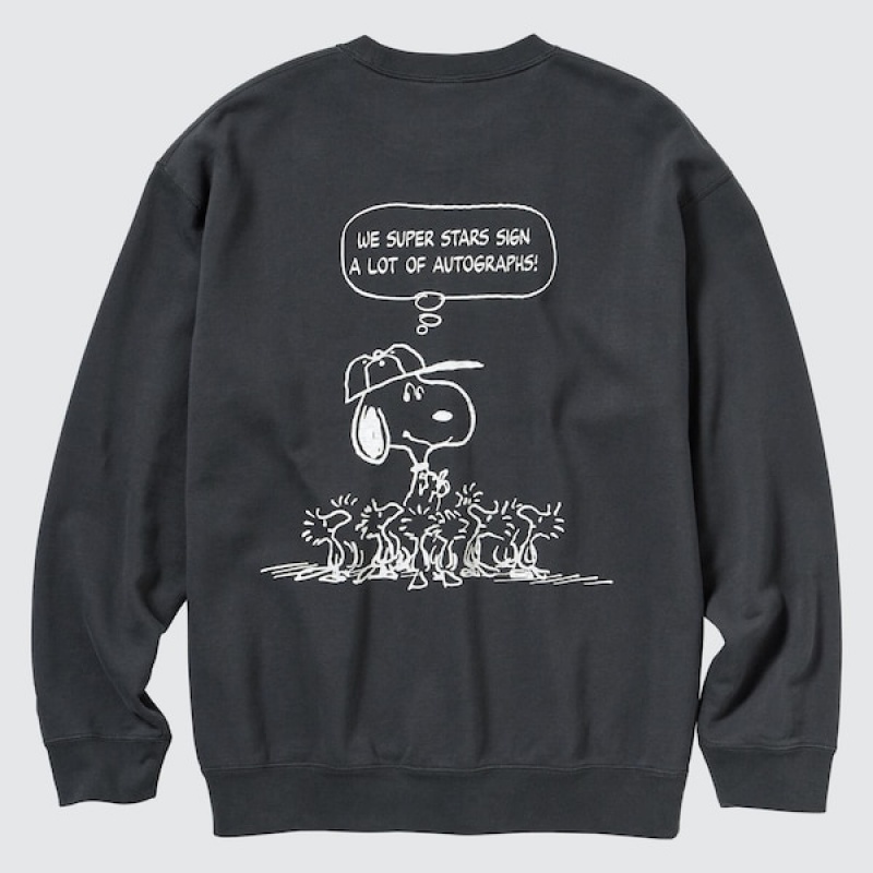 Uniqlo PEANUTS Charlie Brown's Baseball Team Long-Sleeve Muške Dukserice Tamno Sive | 9561-WRDUZ