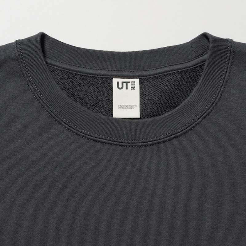 Uniqlo PEANUTS Charlie Brown's Baseball Team Long-Sleeve Muške Dukserice Tamno Sive | 9561-WRDUZ