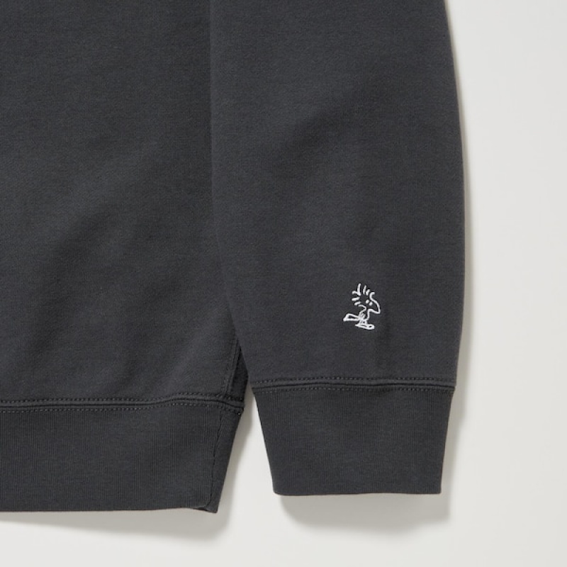 Uniqlo PEANUTS Charlie Brown's Baseball Team Long-Sleeve Muške Dukserice Tamno Sive | 9561-WRDUZ