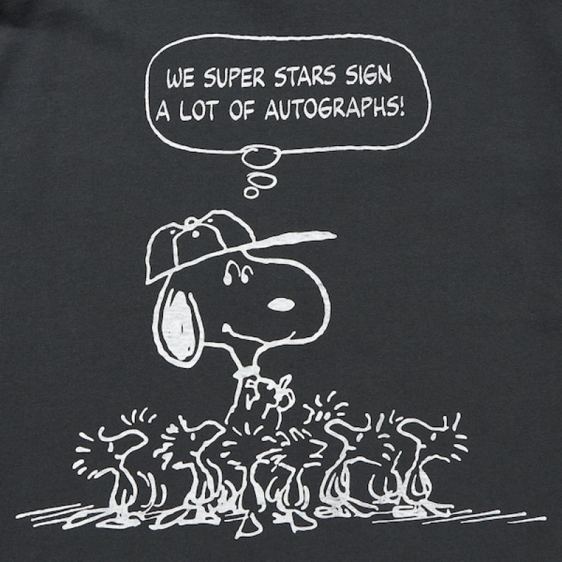 Uniqlo PEANUTS Charlie Brown's Baseball Team Long-Sleeve Muške Dukserice Tamno Sive | 9561-WRDUZ