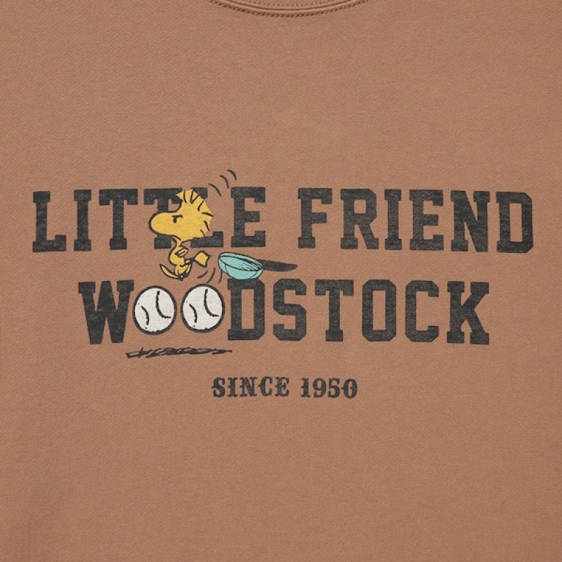 Uniqlo PEANUTS Charlie Brown's Baseball Team Long-Sleeve Muške Dukserice Smeđe | 3984-FHTAM