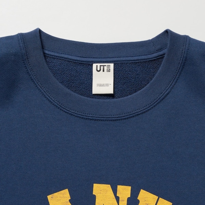 Uniqlo PEANUTS Charlie Brown's Baseball Team Long-Sleeve Muške Dukserice Plave | 6829-IOPRG