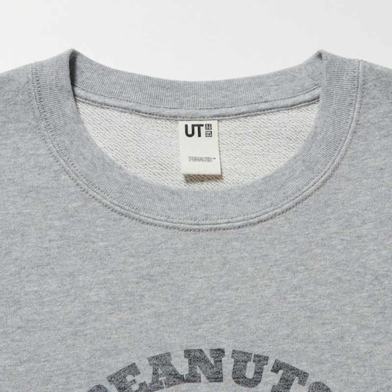Uniqlo PEANUTS Charlie Brown's Baseball Team Long-Sleeve Muške Dukserice Sive | 7489-KUSPN