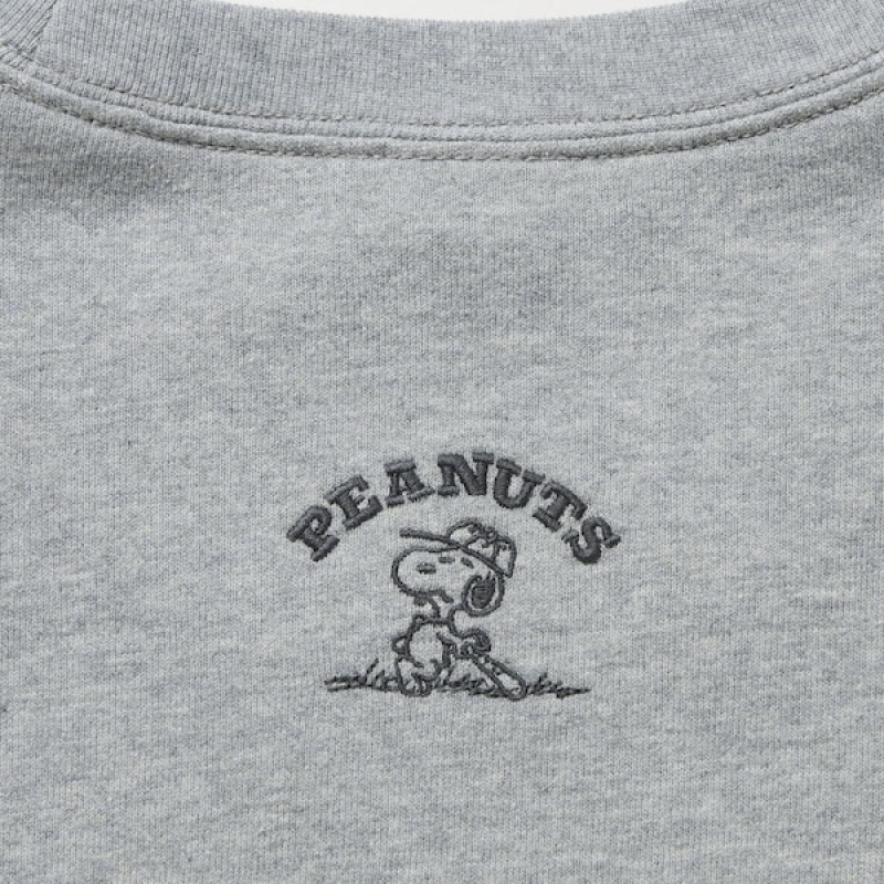 Uniqlo PEANUTS Charlie Brown's Baseball Team Long-Sleeve Muške Dukserice Sive | 7489-KUSPN