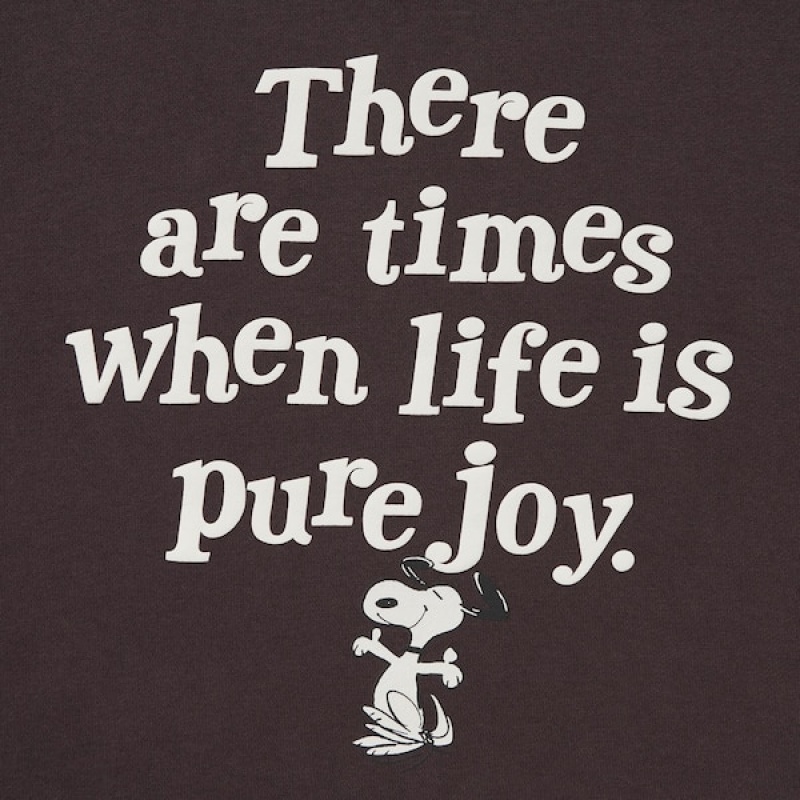 Uniqlo PEANUTS Dance Time with Snoopy Long-Sleeve Ženske Dukserice Tamno Smeđe | 0827-JQLXM