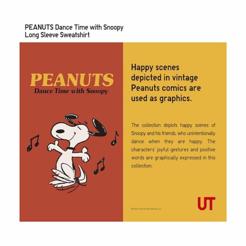 Uniqlo PEANUTS Dance Time with Snoopy Long-Sleeve Ženske Dukserice Tamno Smeđe | 0827-JQLXM