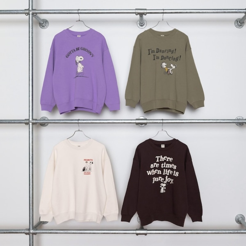 Uniqlo PEANUTS Dance Time with Snoopy Long-Sleeve Ženske Dukserice Maslinasto Zelene | 9527-IZEVL