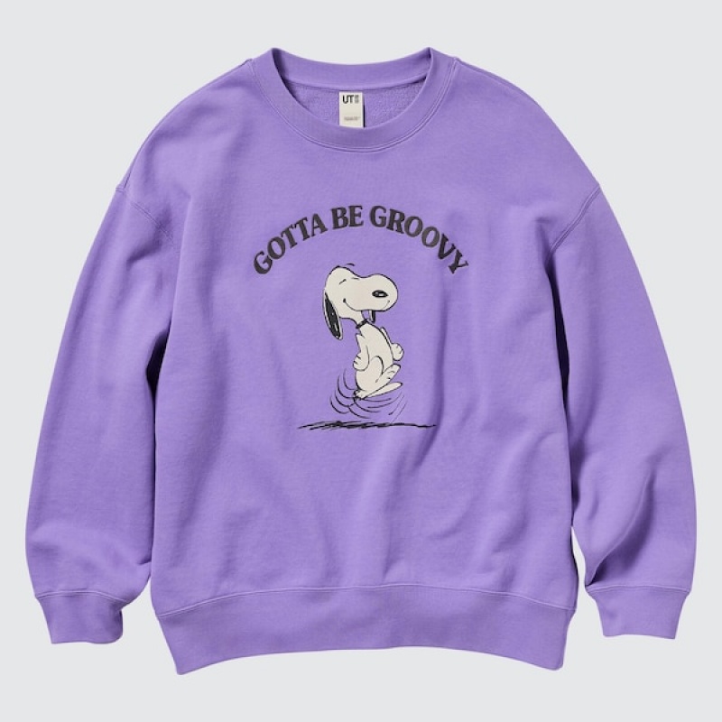 Uniqlo PEANUTS Dance Time with Snoopy Long-Sleeve Ženske Dukserice Ljubičaste | 1032-GUTYR
