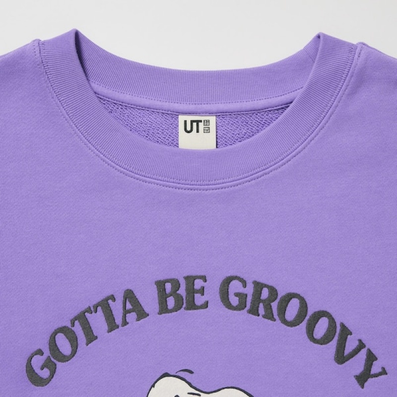 Uniqlo PEANUTS Dance Time with Snoopy Long-Sleeve Ženske Dukserice Ljubičaste | 1032-GUTYR