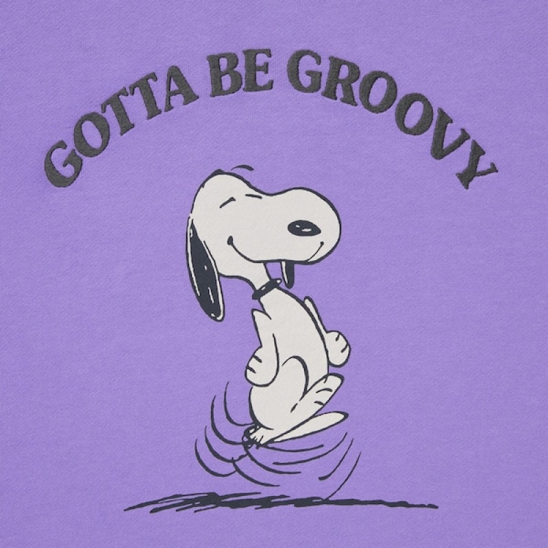Uniqlo PEANUTS Dance Time with Snoopy Long-Sleeve Ženske Dukserice Ljubičaste | 1032-GUTYR