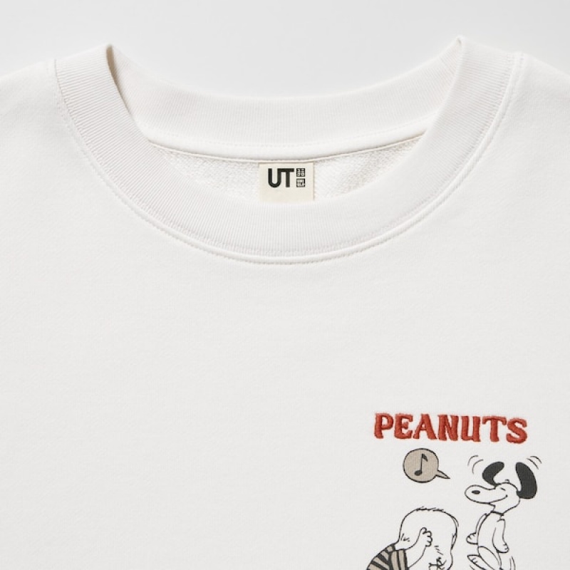 Uniqlo PEANUTS Dance Time with Snoopy Long-Sleeve Ženske Dukserice Bijele | 6154-WHUNJ