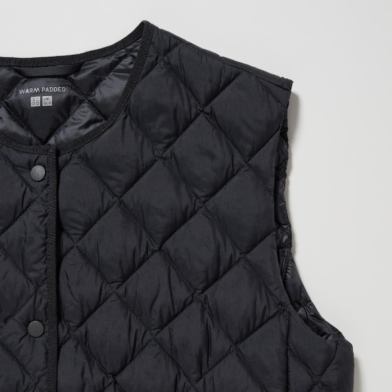Uniqlo PUFFTECH Prošiven Ženske Prsluk Crne | 2046-AWPOR