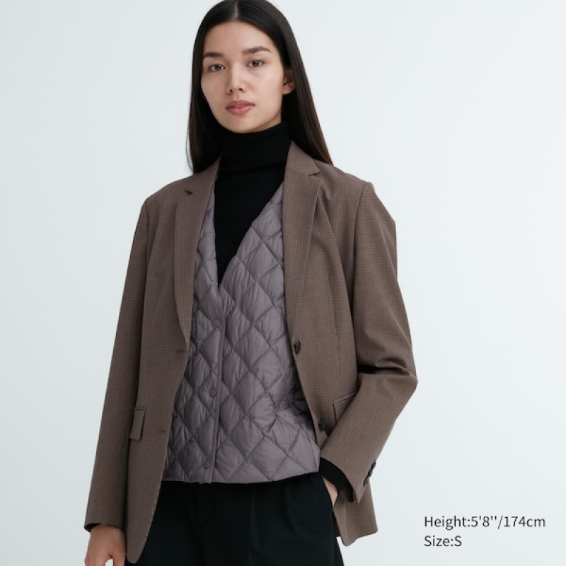 Uniqlo PUFFTECH Prošiven Ženske Prsluk Sive | 0756-POUXR