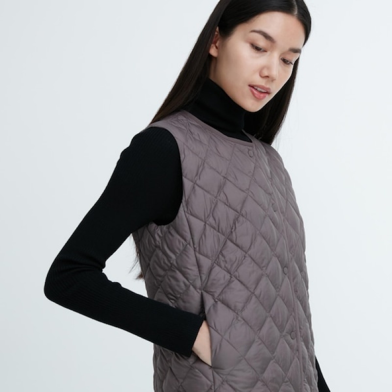 Uniqlo PUFFTECH Prošiven Ženske Prsluk Sive | 0756-POUXR