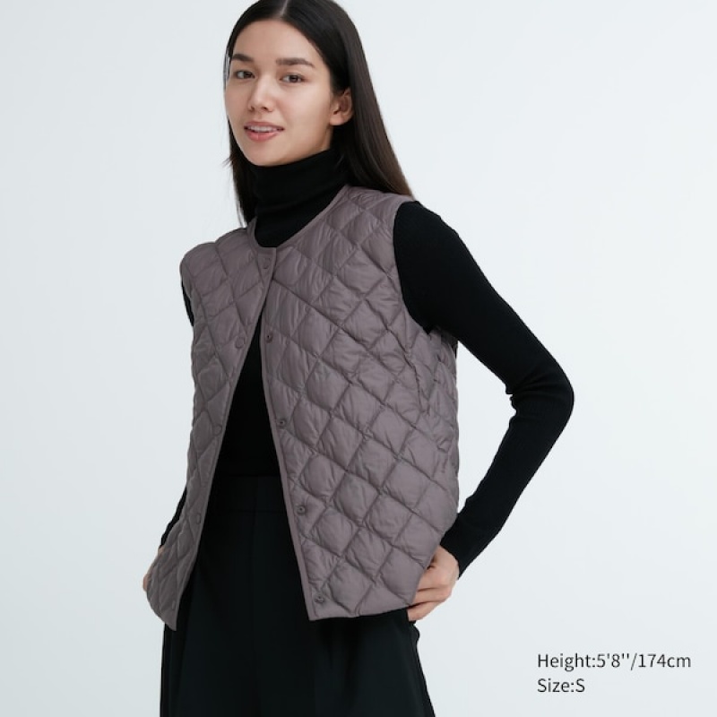 Uniqlo PUFFTECH Prošiven Ženske Prsluk Sive | 0756-POUXR