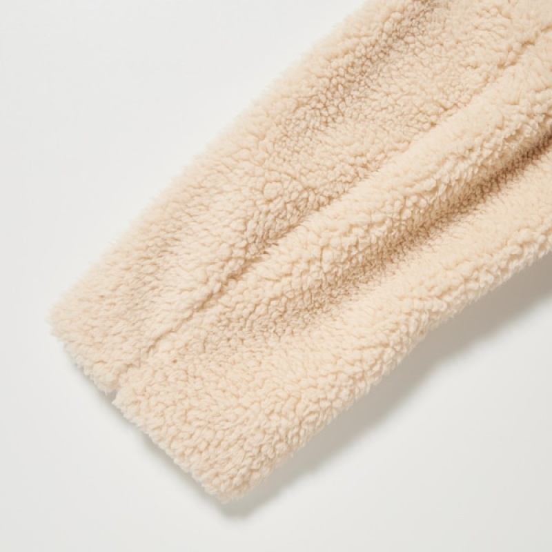 Uniqlo Pile-Lined Fleece Tailored Ženske Kaputi Bež | 4183-HVCPJ