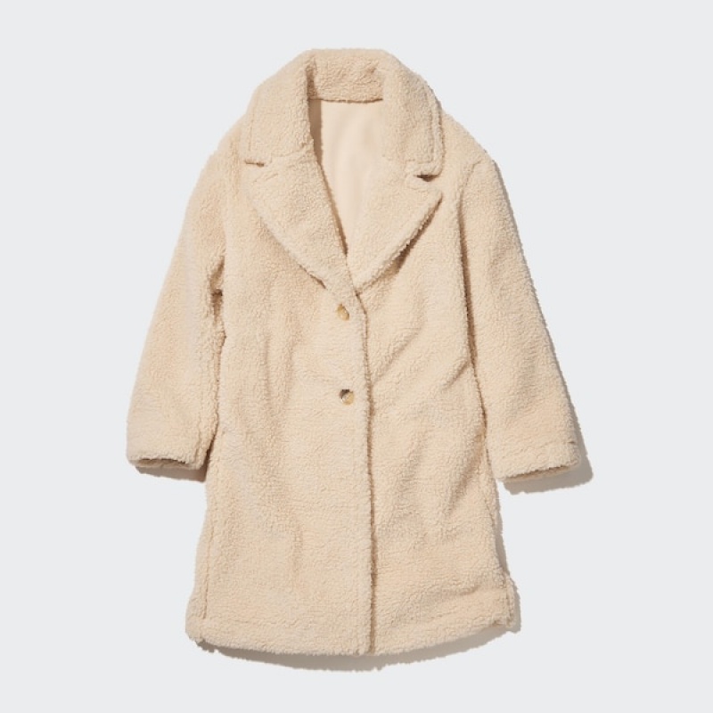 Uniqlo Pile-Lined Fleece Tailored Ženske Kaputi Bež | 4183-HVCPJ