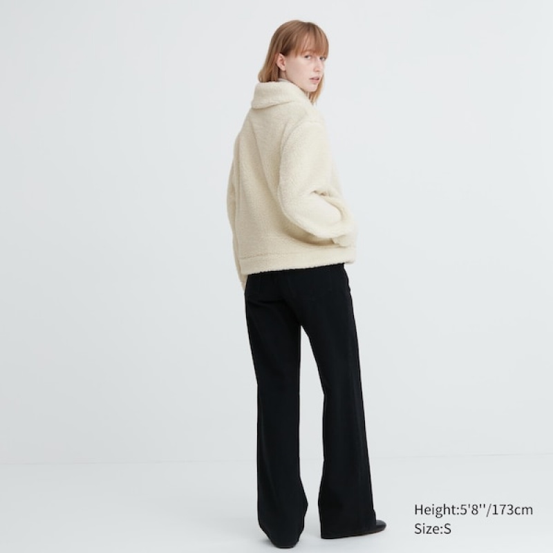 Uniqlo Pile-Lined Fleece Ženske jackets Bijele | 9186-SQYPZ