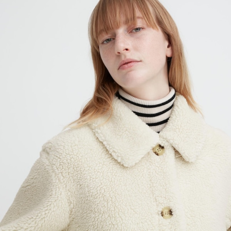 Uniqlo Pile-Lined Fleece Ženske jackets Bijele | 9186-SQYPZ