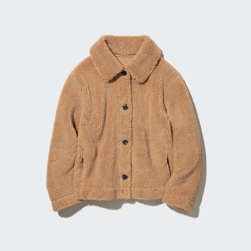 Uniqlo Pile-Lined Fleece Ženske jackets Smeđe | 3614-IKHGQ