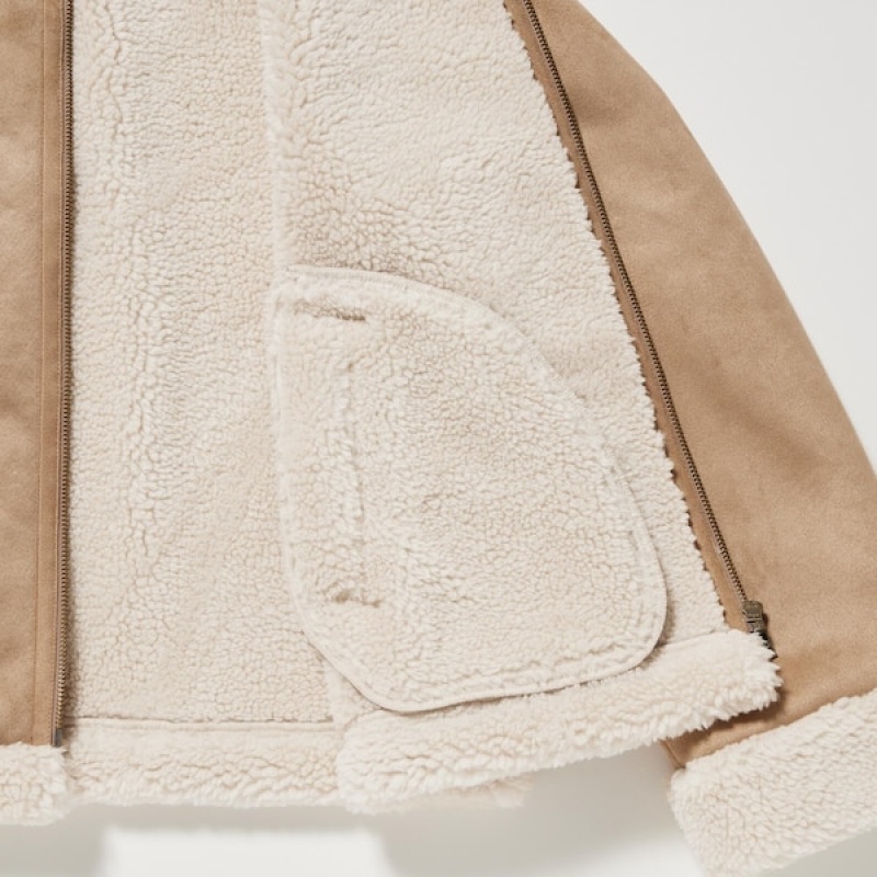 Uniqlo Pile-Lined Ženske jackets Bež | 6297-YEPZJ