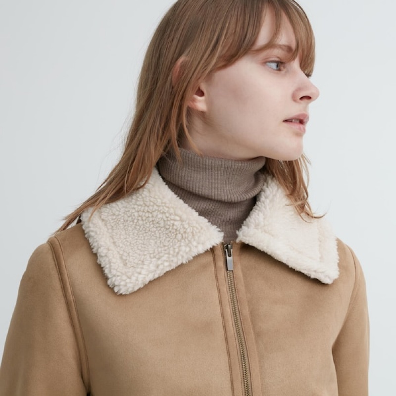 Uniqlo Pile-Lined Ženske jackets Bež | 6297-YEPZJ