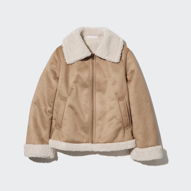 Uniqlo Pile-Lined Ženske jackets Bež | 6297-YEPZJ