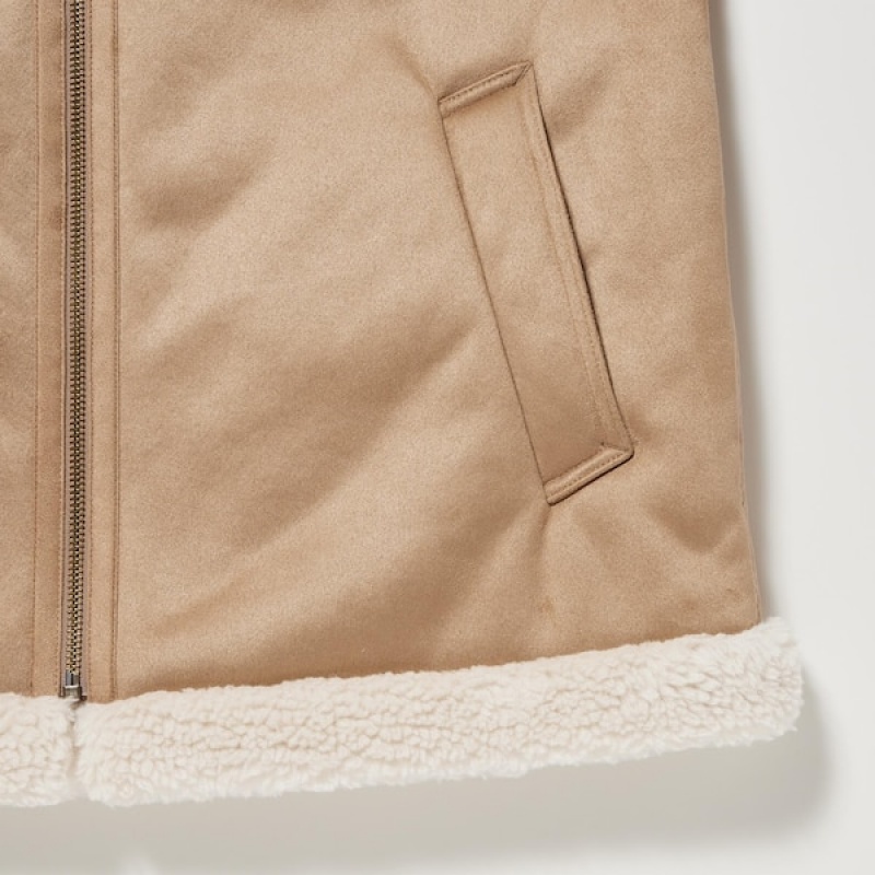 Uniqlo Pile-Lined Ženske jackets Bež | 6297-YEPZJ