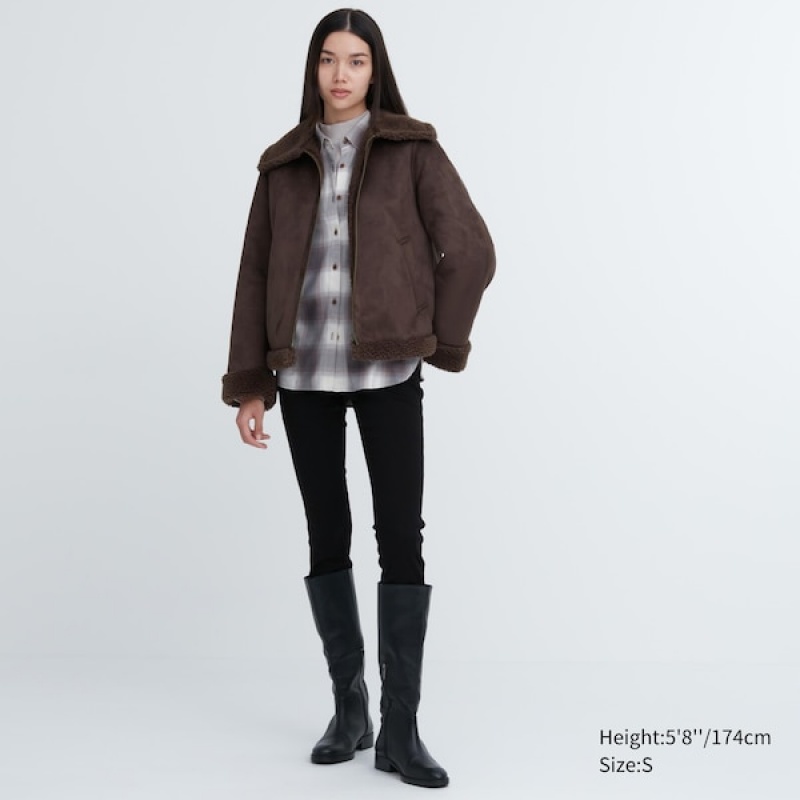 Uniqlo Pile-Lined Ženske jackets Smeđe | 4362-NHWPY