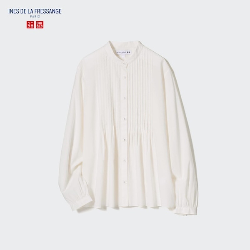 Uniqlo Pintuck Long Sleeve Ženske Košulje Bijele | 0537-PMGXB