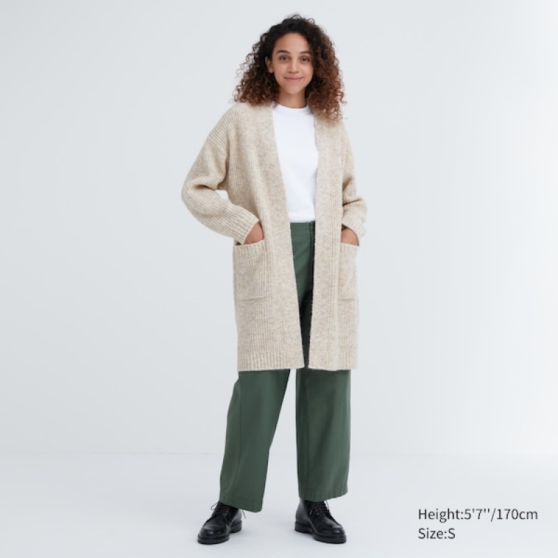 Uniqlo Pletene Long Ženske Kaputi Bijele | 3652-PJOCY