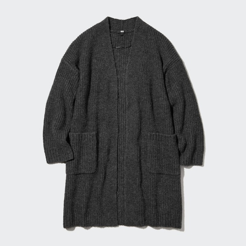 Uniqlo Pletene Long Ženske Kaputi Tamno Sive | 1592-EDWZI