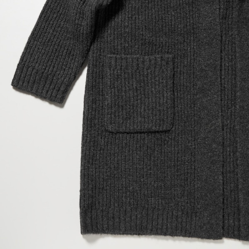 Uniqlo Pletene Long Ženske Kaputi Tamno Sive | 1592-EDWZI