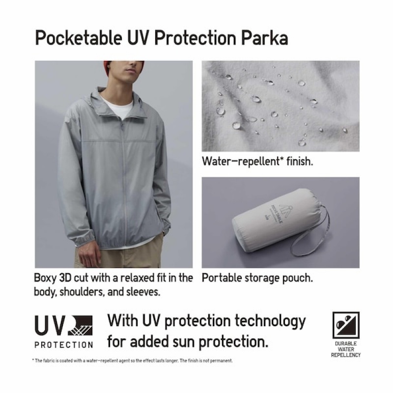 Uniqlo Pocketable UV Protection 3D Cut Muške Parka Sive | RWHDBK-395