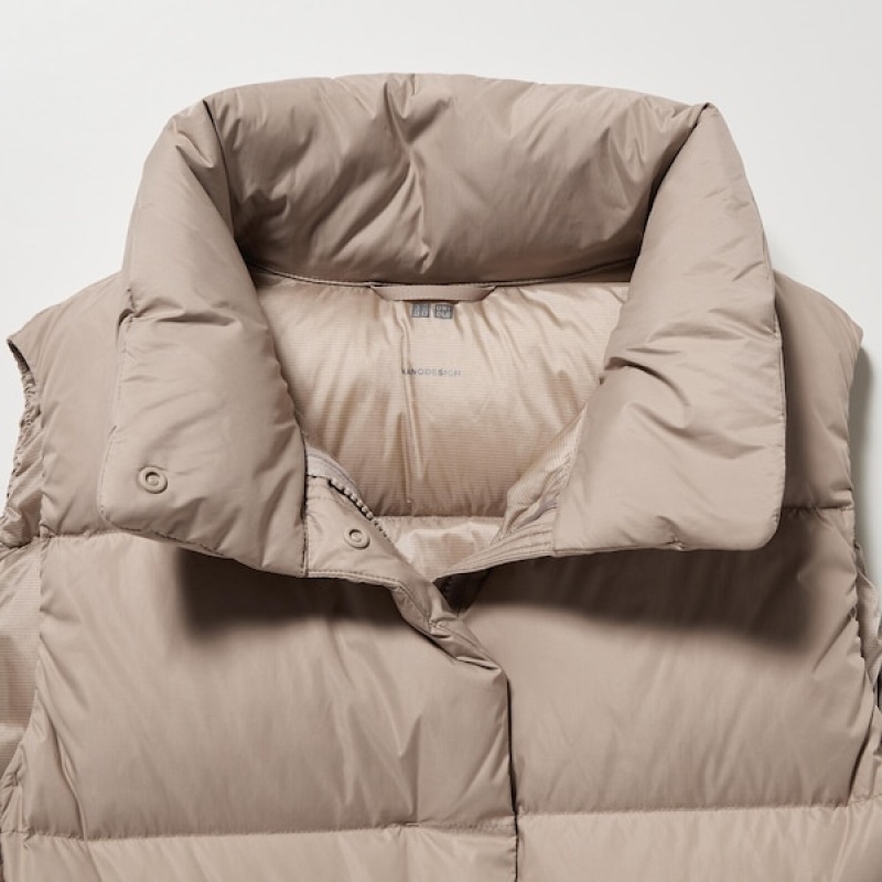 Uniqlo Powder Soft Down Ženske Prsluk Bež | 1642-MDYCK