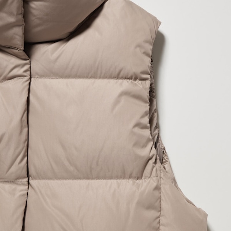 Uniqlo Powder Soft Down Ženske Prsluk Bež | 1642-MDYCK