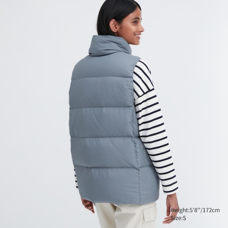 Uniqlo Powder Soft Down Ženske Prsluk Plave | 9615-HNVWG