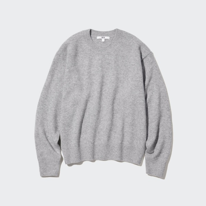 Uniqlo Premium Lambswool Crew Neck Long-Sleeve Ženske Džemperi Sive | 2970-SCXNZ