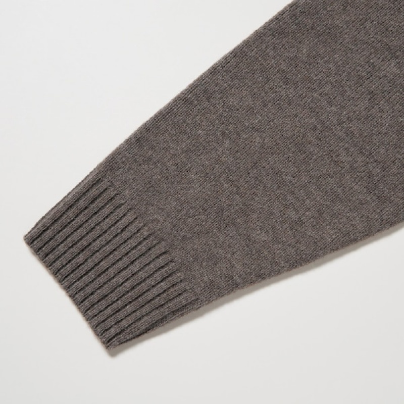 Uniqlo Premium Lambswool Crew Neck Long-Sleeve Muške Džemperi Smeđe | 9872-MKVEW