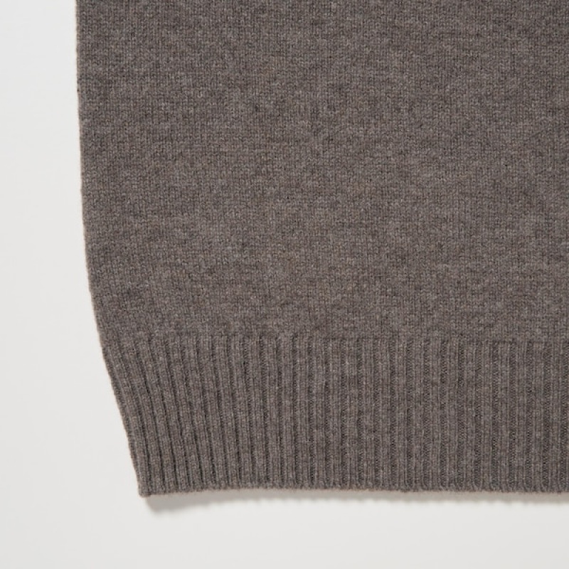 Uniqlo Premium Lambswool Crew Neck Long-Sleeve Muške Džemperi Smeđe | 9872-MKVEW