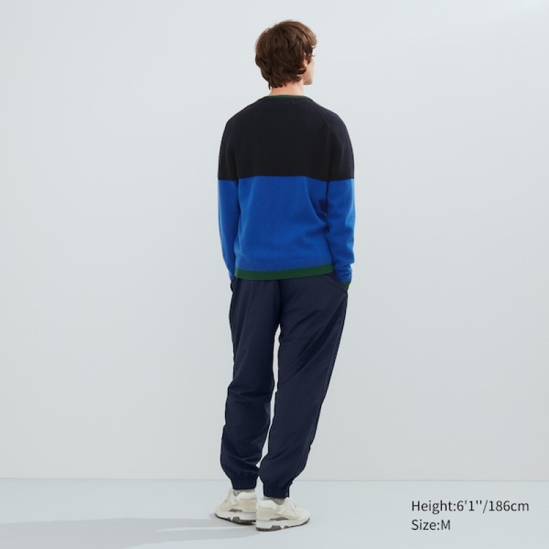 Uniqlo Premium Lambswool Crew Neck Long-Sleeve Muške Džemperi Crne Plave | 0867-HBVKU