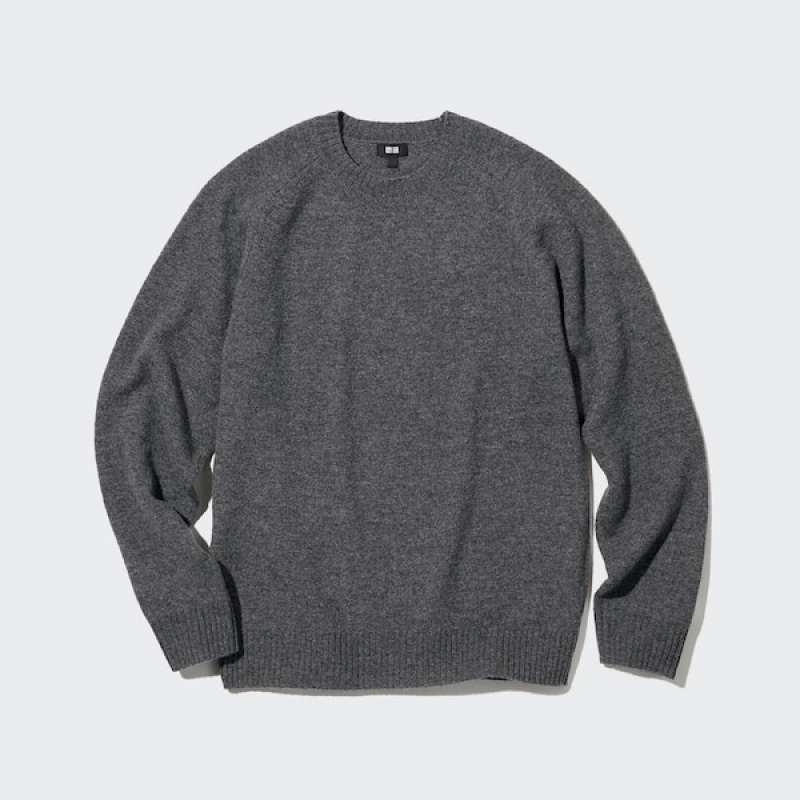 Uniqlo Premium Lambswool Crew Neck Long Sleeve Muške Džemperi Tamno Sive | 3852-ZBQOP