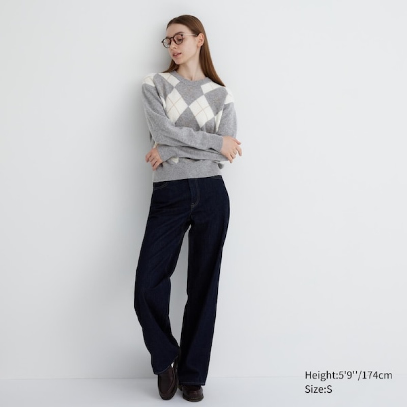 Uniqlo Premium Lambswool Long-Sleeve Crew Neck Ženske Džemperi Svijetlo Sive | 1695-OQEBD