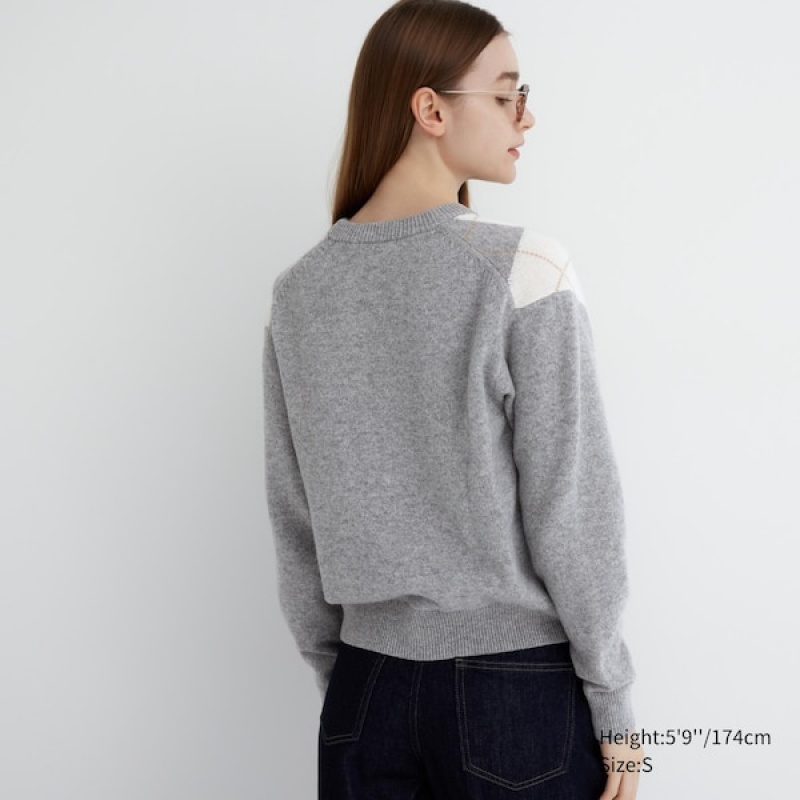 Uniqlo Premium Lambswool Long-Sleeve Crew Neck Ženske Džemperi Svijetlo Sive | 1695-OQEBD