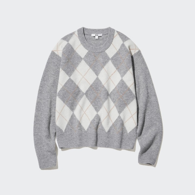 Uniqlo Premium Lambswool Long-Sleeve Crew Neck Ženske Džemperi Svijetlo Sive | 1695-OQEBD