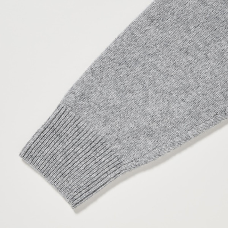 Uniqlo Premium Lambswool Long-Sleeve Crew Neck Ženske Džemperi Svijetlo Sive | 1695-OQEBD