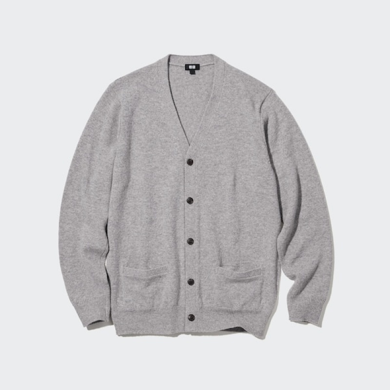 Uniqlo Premium Lambswool V-Neck Long-Sleeve Muške Kardigan Bež | 2465-USTKM