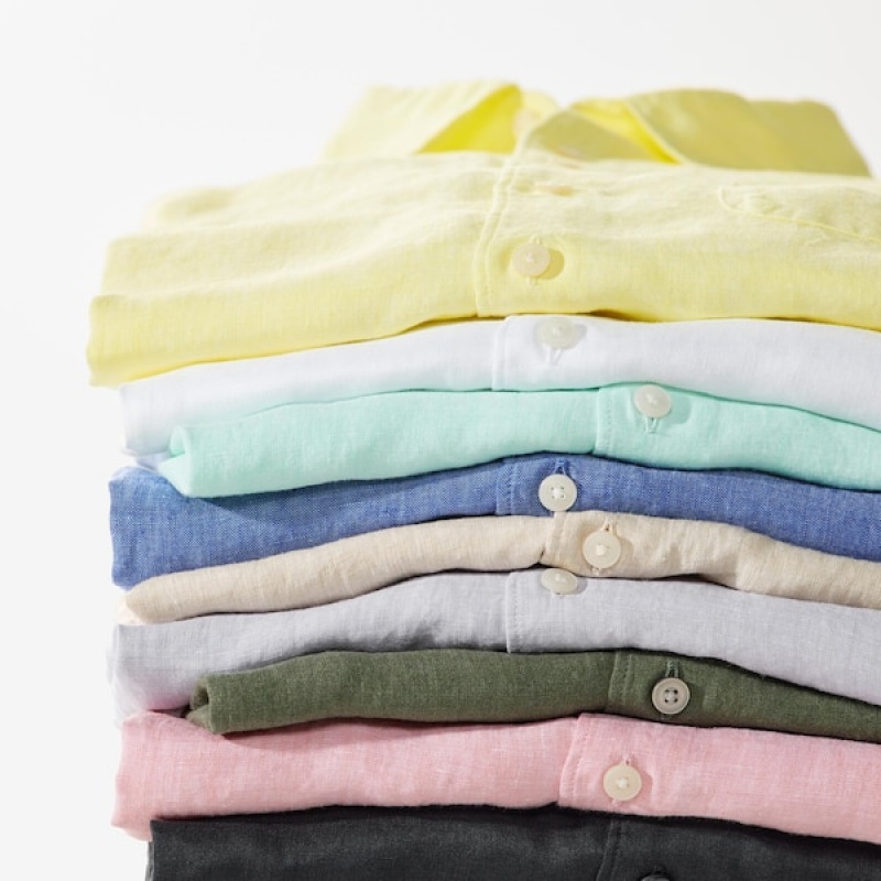 Uniqlo Premium Linen Long-Sleeve Muške Košulje Sive | 0836-FGOVE